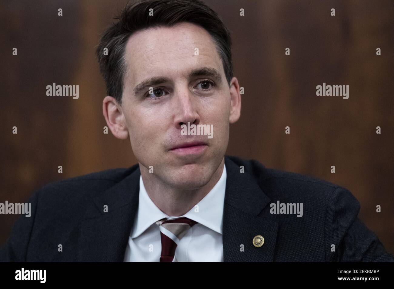 UNITED STATES - JULY 30: Sen. Josh Hawley, R-Mo., attends the Senate Judiciary Committee markup on the “Civil Justice for Victims of COVID Act,” and judicial nominations in Russell Building on Thursday, July 30, 2020.(Photo By Tom Williams/CQ Roll Call/Sipa USA) Stock Photo
