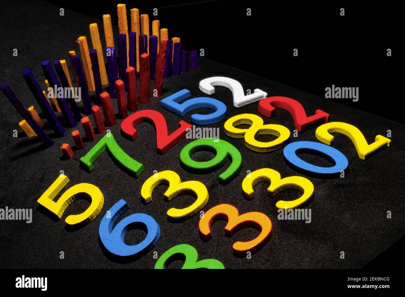 Graph, diagram, chart, or histogram imaginative pic with wooden ...