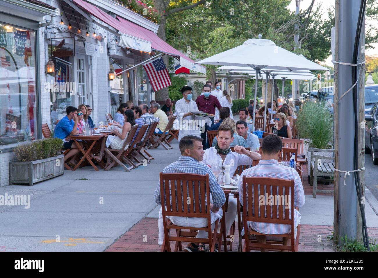 Streetscape at Pierre's Restaurant in Bridgehampton, NY on August 1 ...
