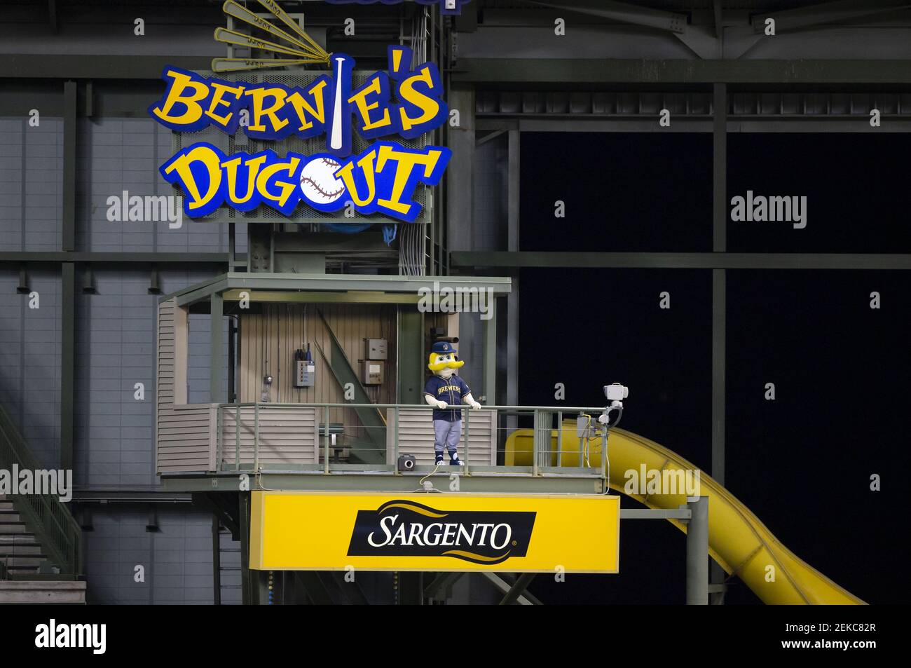 August 3, 2020 Bernie Brewer looks on during the Major League Baseball