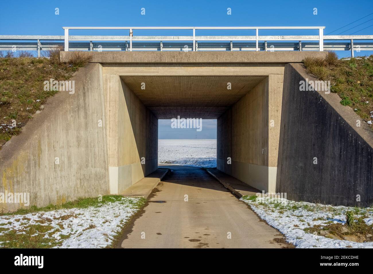 highway bridge in sunny ambiance at winter time Stock Photo