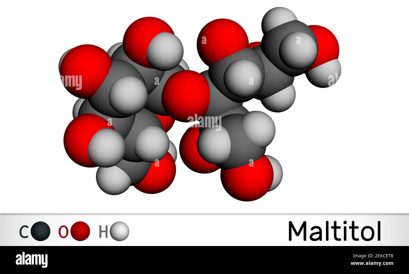 Maltitol molecule. It is sweetener, sugar substitute, polyol, sugar