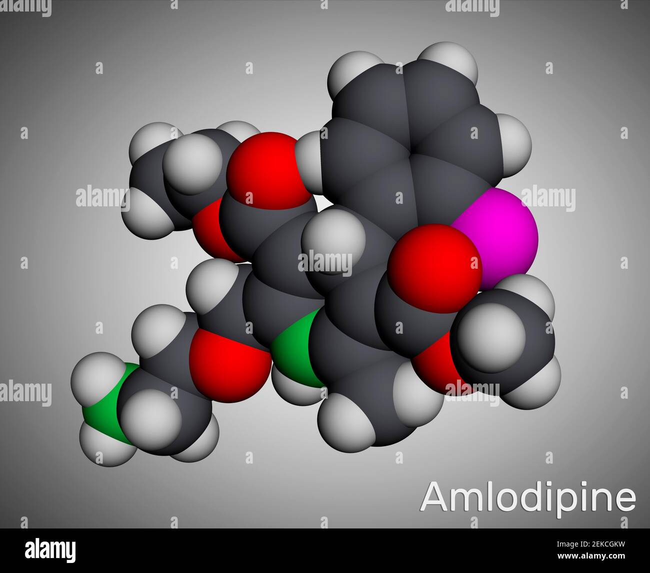 Amlodipine molecule. It is vasodilator, antihypertensive drug group of