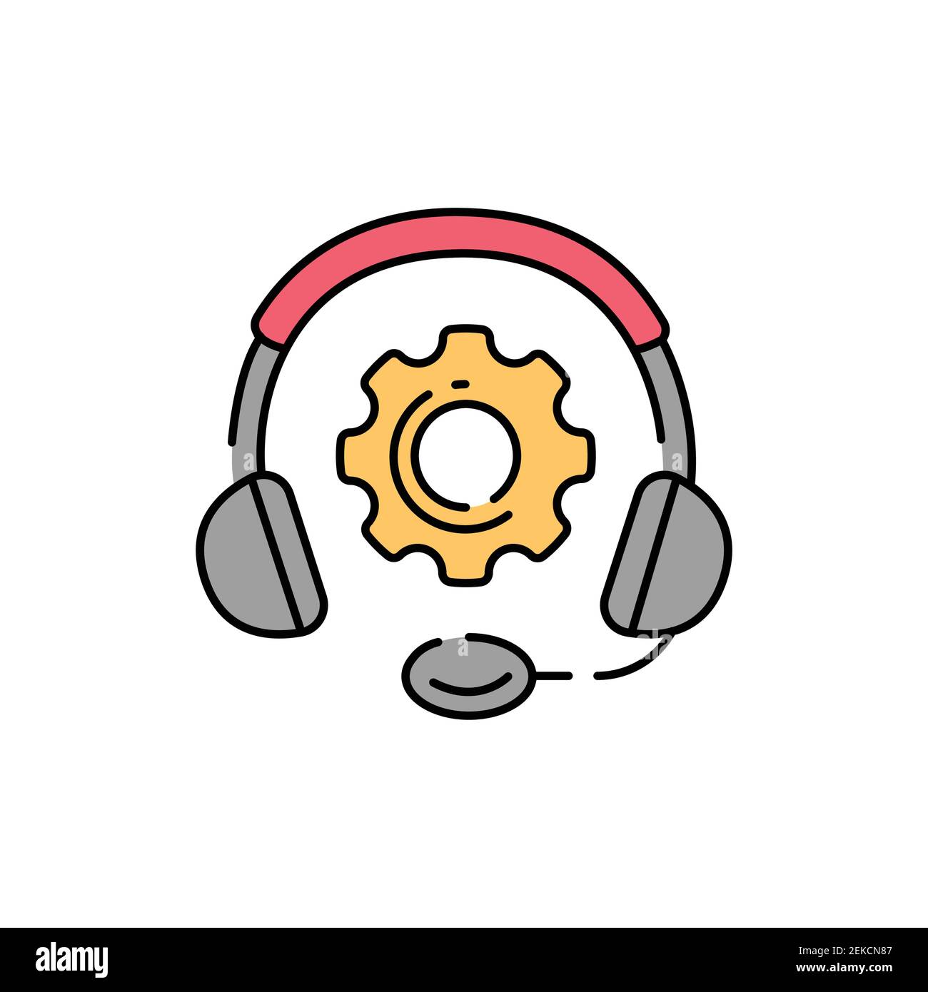 Tech support color line icon. Pictogram for web page, mobile app, promo ...