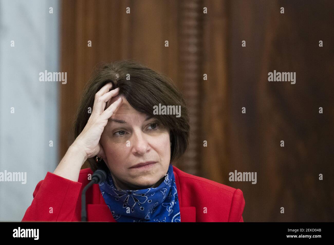 UNITED STATES - JULY 30: Sen. Amy Klobuchar, D-Minn., attends the Senate Judiciary Committee markup on the “Civil Justice for Victims of COVID Act,” and judicial nominations in Russell Building on Thursday, July 30, 2020.(Photo By Tom Williams/CQ Roll Call/Sipa USA) Stock Photo