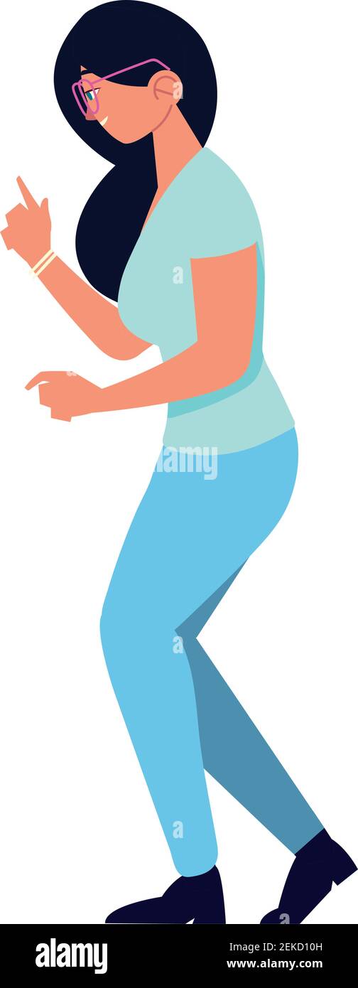 young woman wearing glasses standing vector illustration on white ...