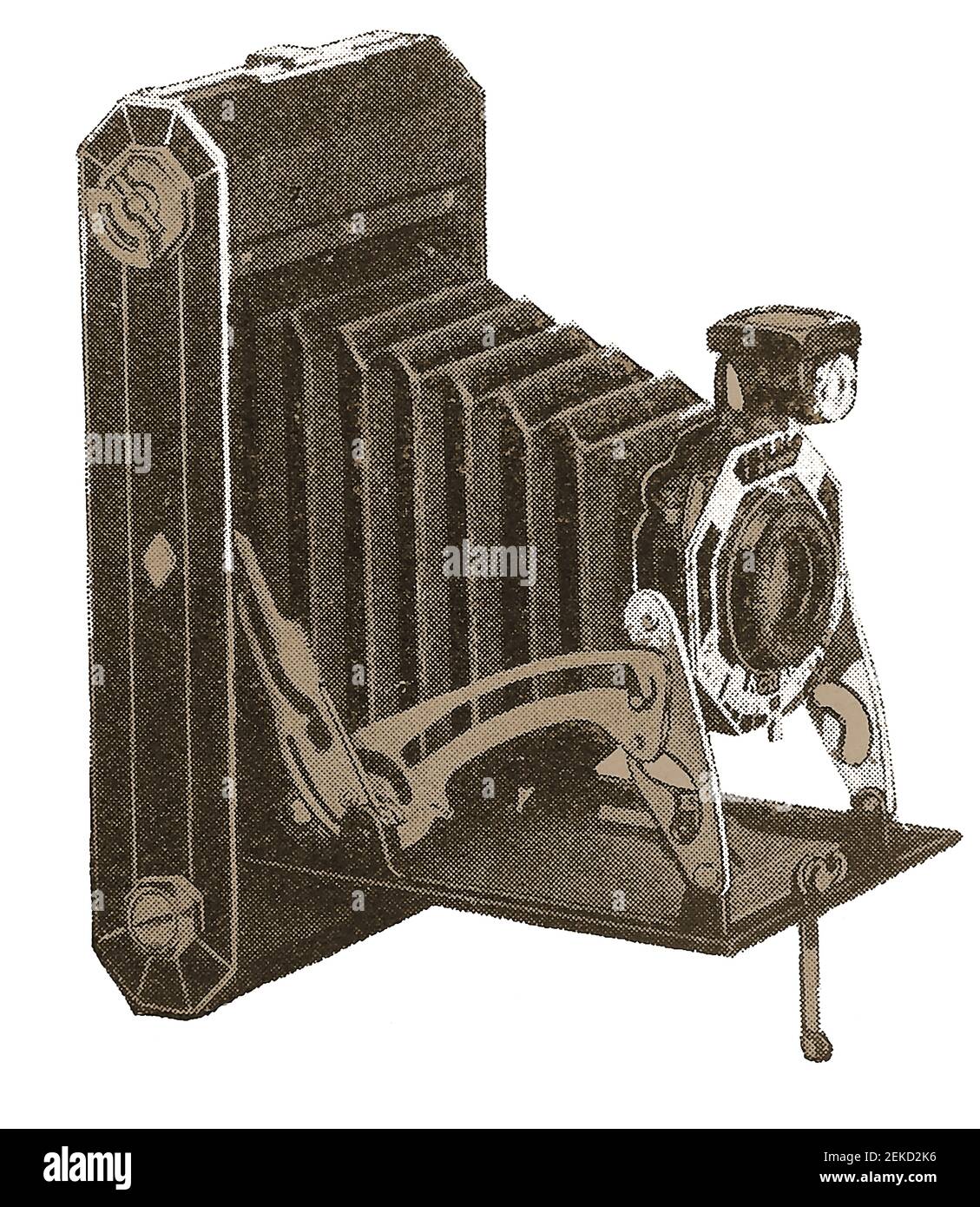 A typical early small Kodak roll film camera, designed to fold up for easy carrying. Stock Photo