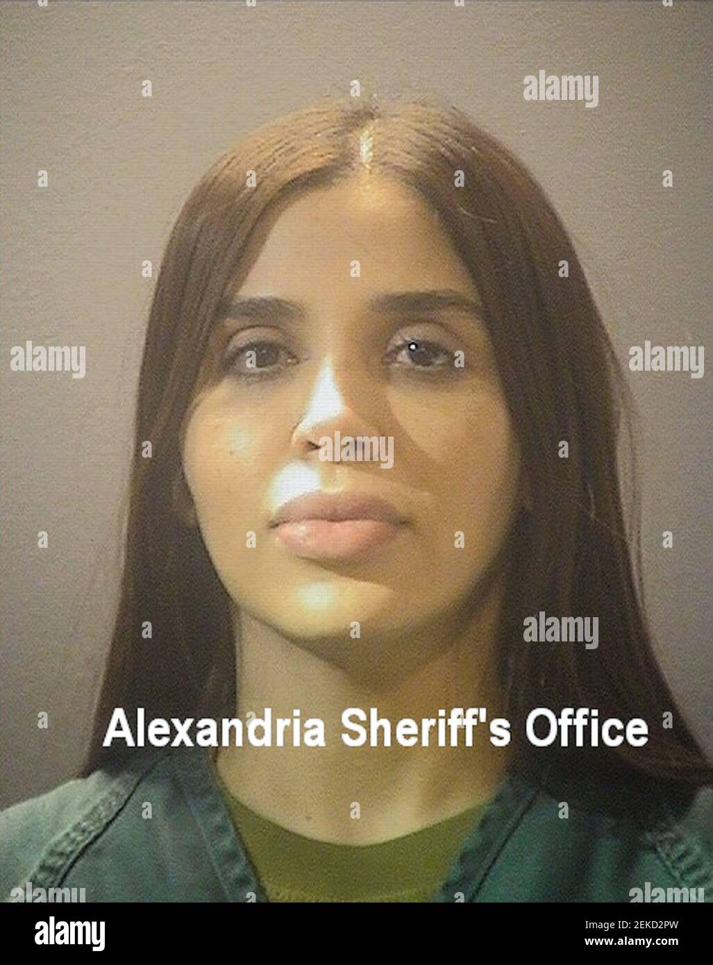 USA. 22nd Feb, 2021. The booking photo for Emma Coronel Aispuro released to the media by the Alexandria Sheriff's Office. is the wife of Joaquín 'El Chapo' Guzmán and she was arrested on Monday Feb. 22, 2021 at Washington Dulles International Airport and she is facing charges of conspiracy to distribute drugs. (Photo by Alexandria Sheriff's Office via Credit: Sipa USA/Alamy Live News Stock Photo