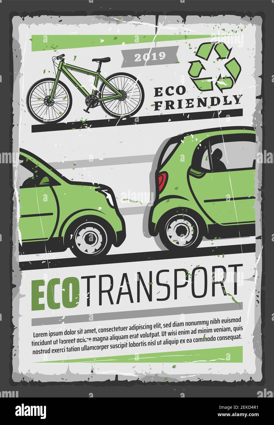 Eco transport vector design of ecology and environment friendly electric  car, bicycle and green recycling symbol. Ecological vehicle retro poster  Stock Vector Image & Art - Alamy