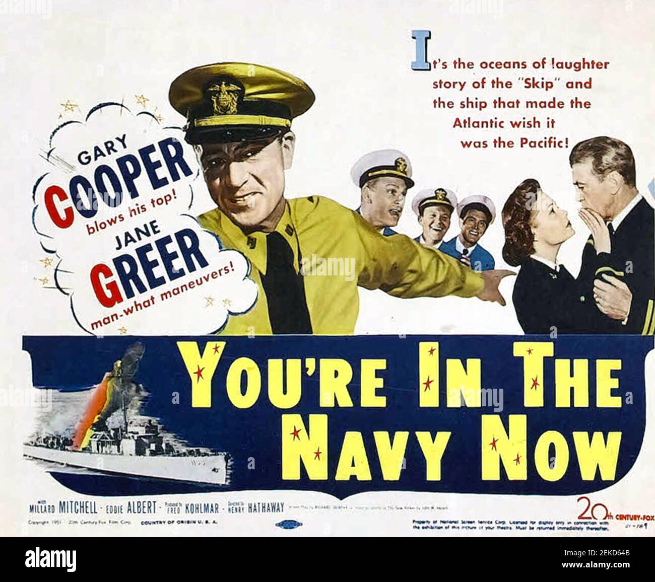 YOU'RE IN THE NAVY NOW 1951 20th Century Fox film with Gary Cooper and Jane Greer Stock Photo