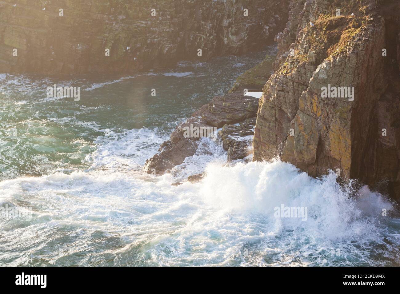 Waves in a Rocky gorge at Cap Frehel, Brittany, France Stock Photo - Alamy