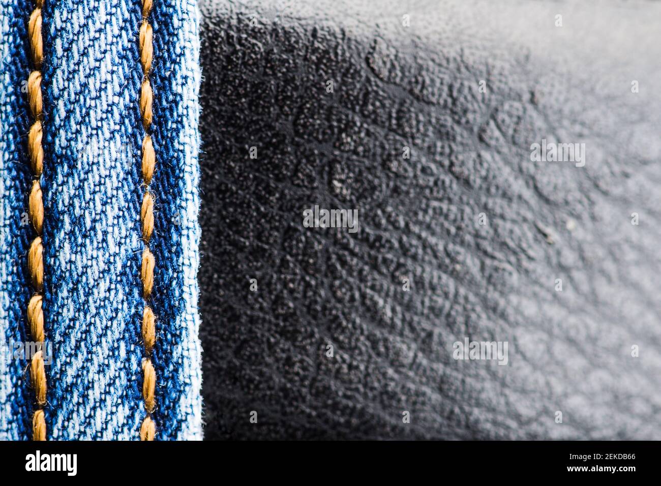 Blue jeans close up. Selective focus. Stock Photo