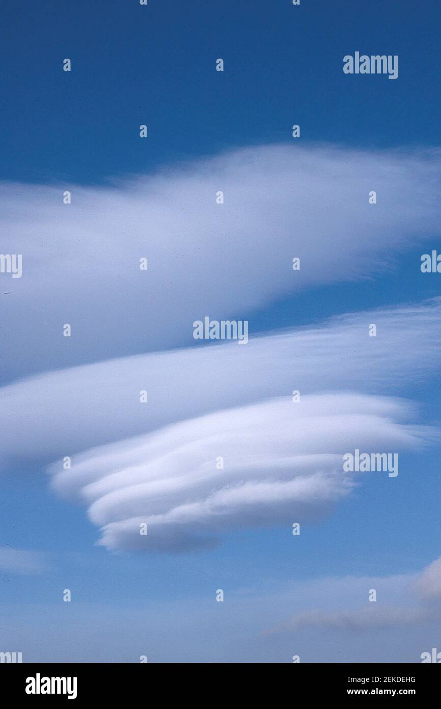 LENTICULAR CLOUDS. Stock Photo