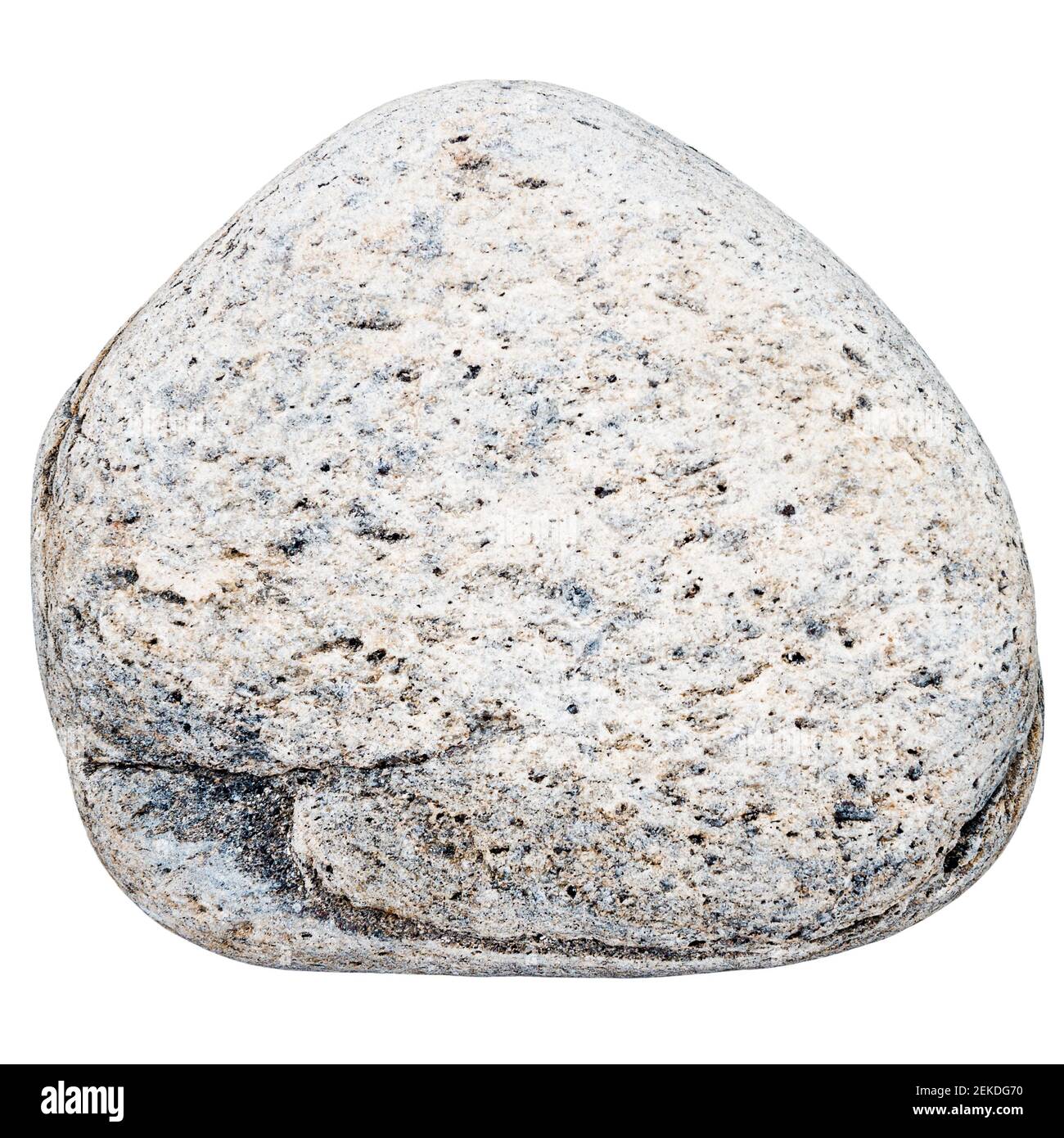 Top view of single gray pebble isolated on white background. Stock Photo