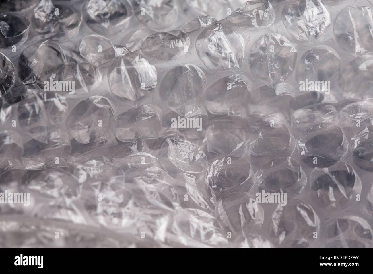 crumpled air bubble wrap - real life close-up background. Stock Photo