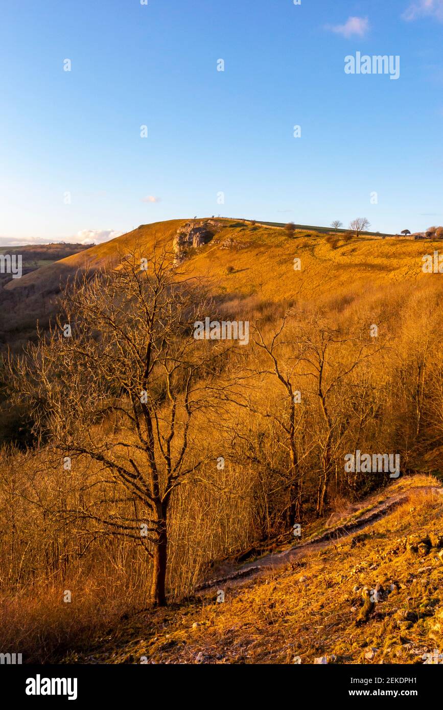 Late afternoon sunshine in winter at Monsal Head in the Peak District National Park Derbyshire Dales England UK Stock Photo