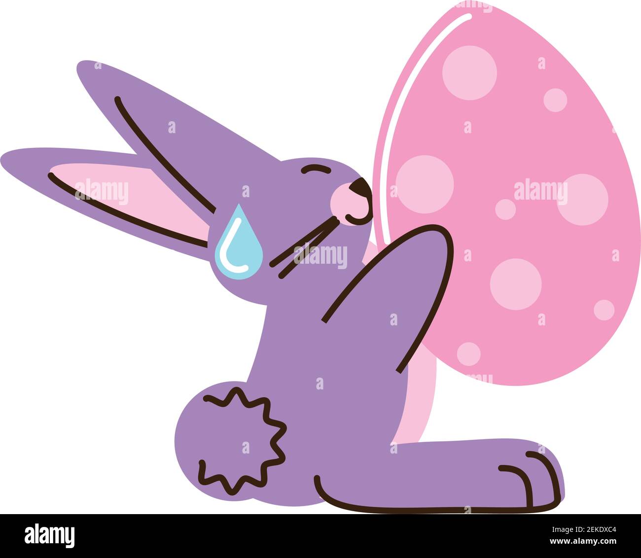 happy easter cute rabbit carrying egg vector illustration cartoon ...