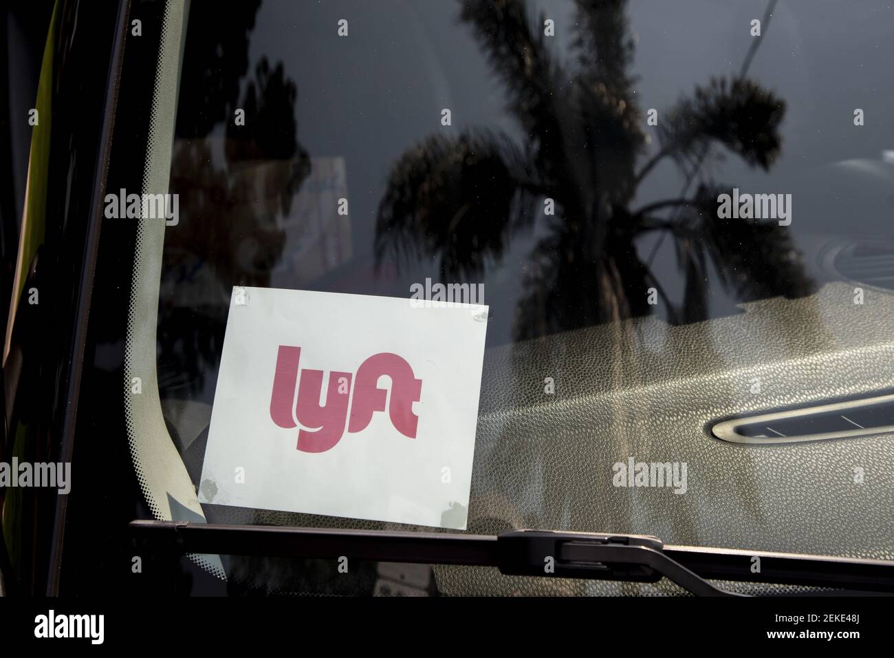 A Lyft rideshare vehicle in Los Angeles. The rideshare company may stop