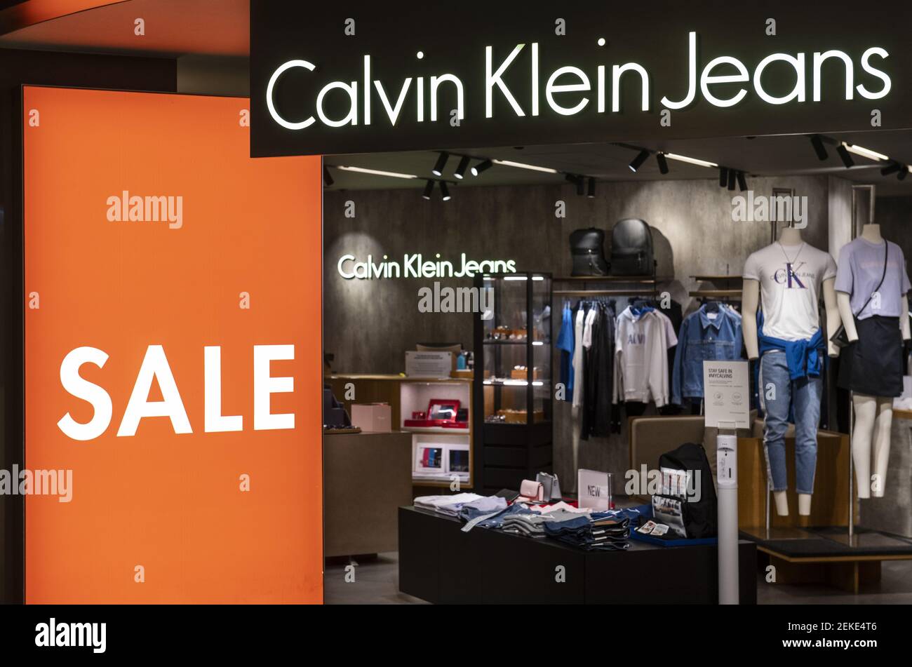 American multinational fashion brand Calvin Klein Jeans store offering a  sale in Hong Kong. (Photo by Budrul Chukrut / SOPA Images/Sipa USA Stock  Photo - Alamy