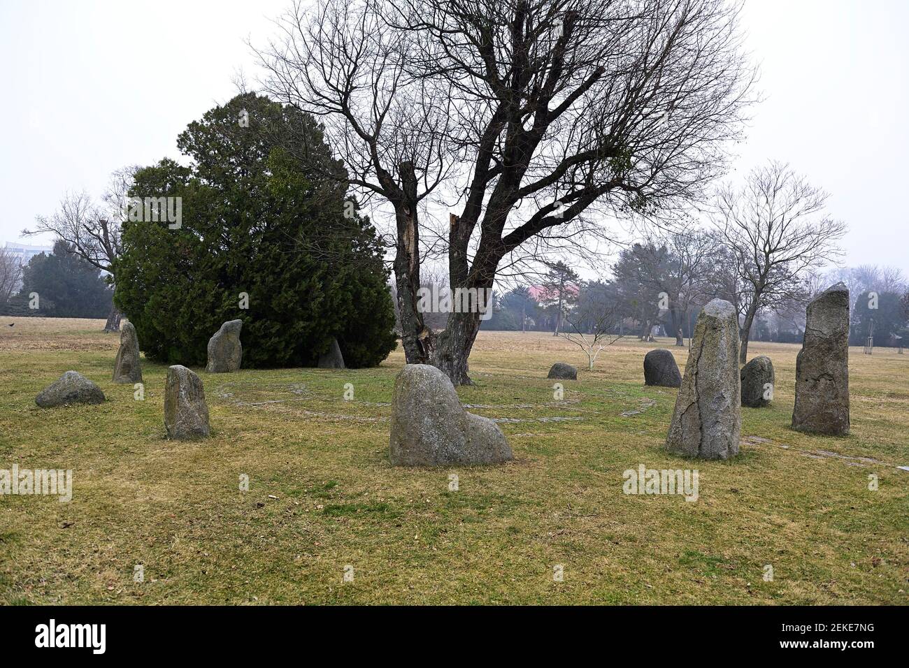 Vienna, Austria. The central cemetery in Vienna. The stone circle at
