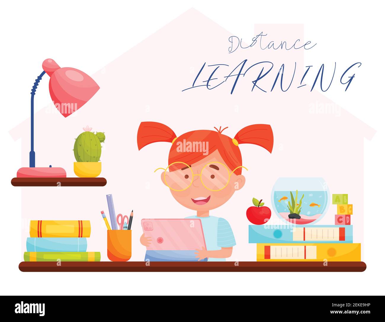 Girl homeschooling Stock Vector Images - Alamy