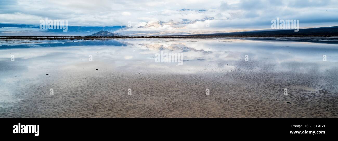 Sky reflecting in Playa lake, Panamint Valley, Death Valley National Park, California, USA Stock Photo