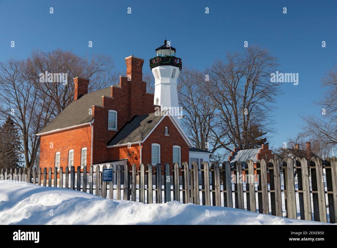 Port Sanilac, Michigan - The Port Sanilac Lighthouse on Lake Huron. Stock Photo