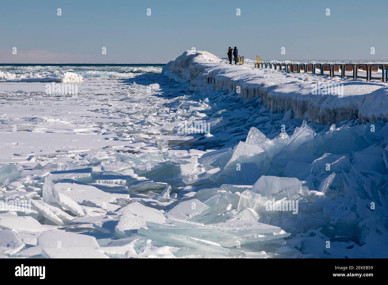 Port Sanilac, Michigan People view ice on Lake Huron from the