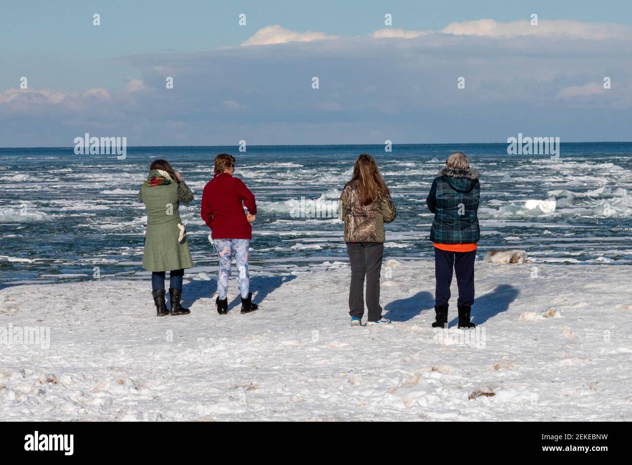 Port Sanilac, Michigan People view ice on Lake Huron at the Port