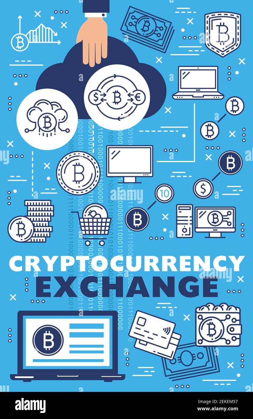 Cryptocurrency bitcoins mining and digital money exchange blockchain  technology. Vector crypto currency ico, computer cloud network and bit coin  payme Stock Vector Image & Art - Alamy