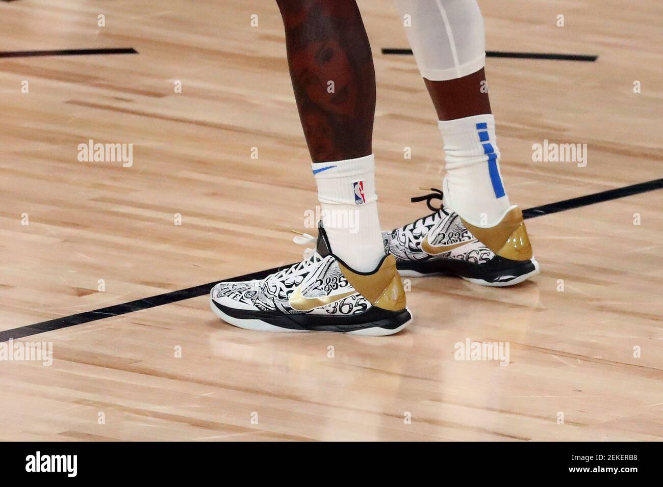Aug 24 2020 Lake Buena Vista Florida Usa The Shoes Worn By Oklahoma City Thunder Guard Dennis Schroder 17 Are Seen During The First Half In Game Four Of The First Round