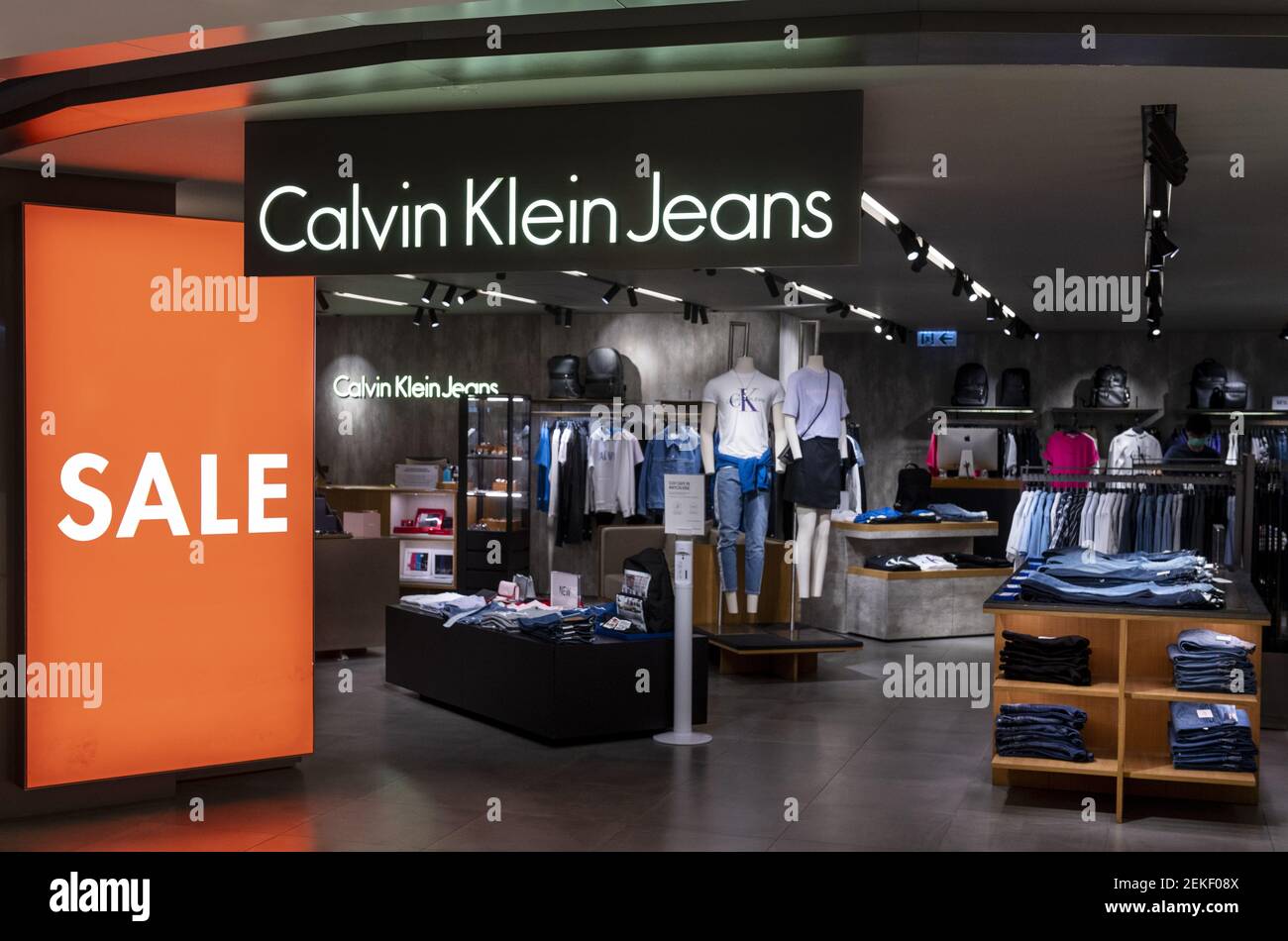 American multinational fashion brand Calvin Klein Jeans store offering a  sale in Hong Kong. (Photo by Budrul Chukrut / SOPA Images/Sipa USA Stock  Photo - Alamy