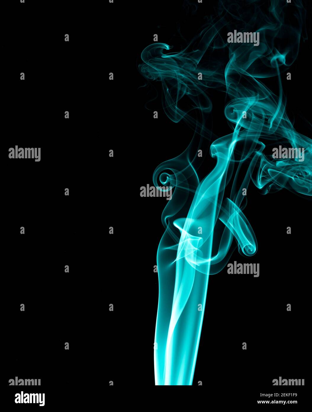 blue smoke texture on black background Stock Photo