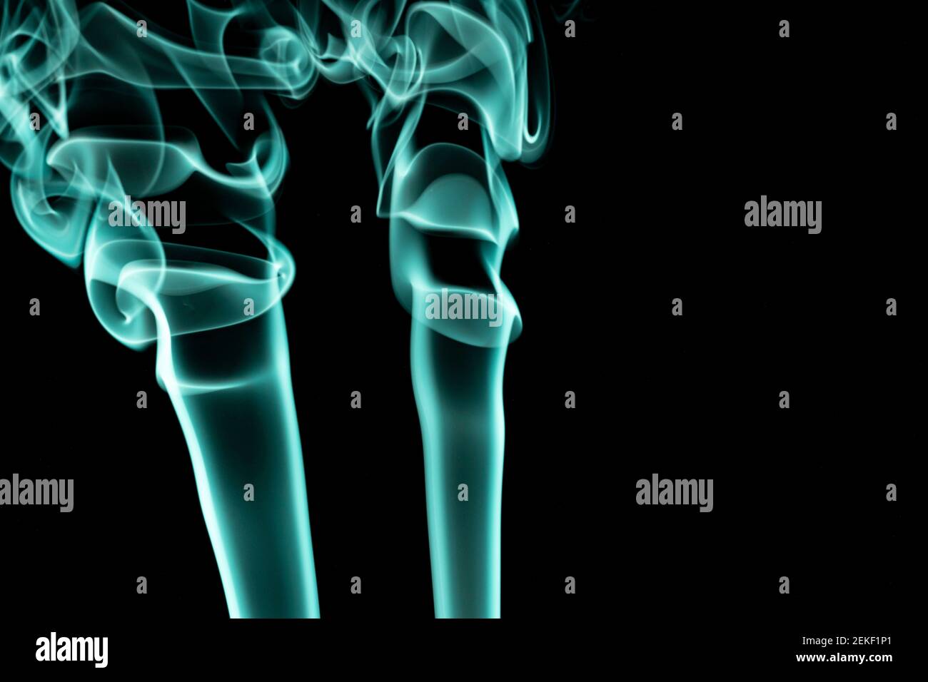 blue smoke texture on black background Stock Photo