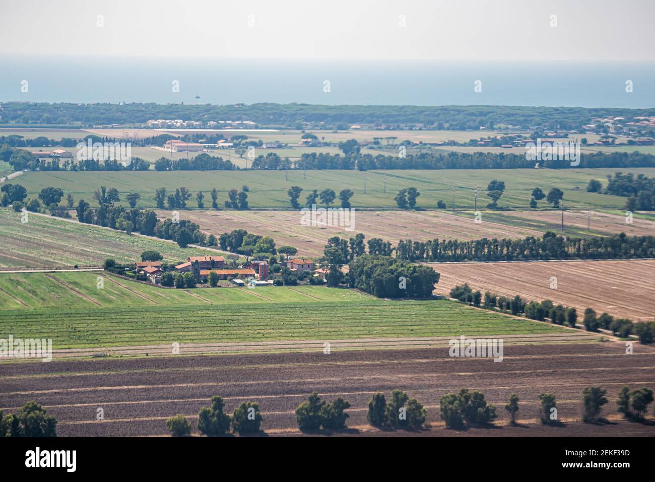 Field In Rome Italy aerial above high angle view from window of airplane on houses ...