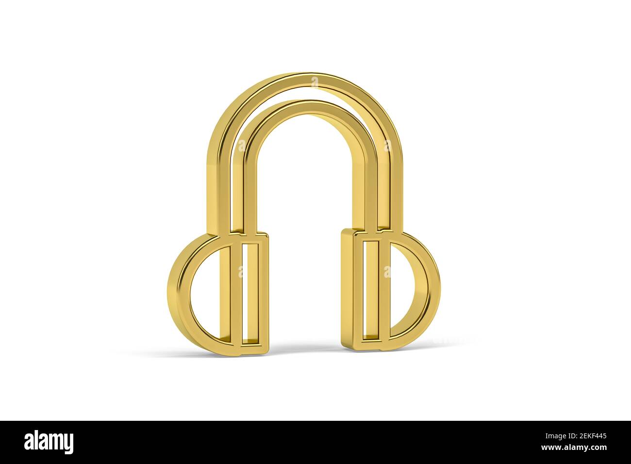 Golden 3d headphone icon isolated on white background - 3D render Stock ...