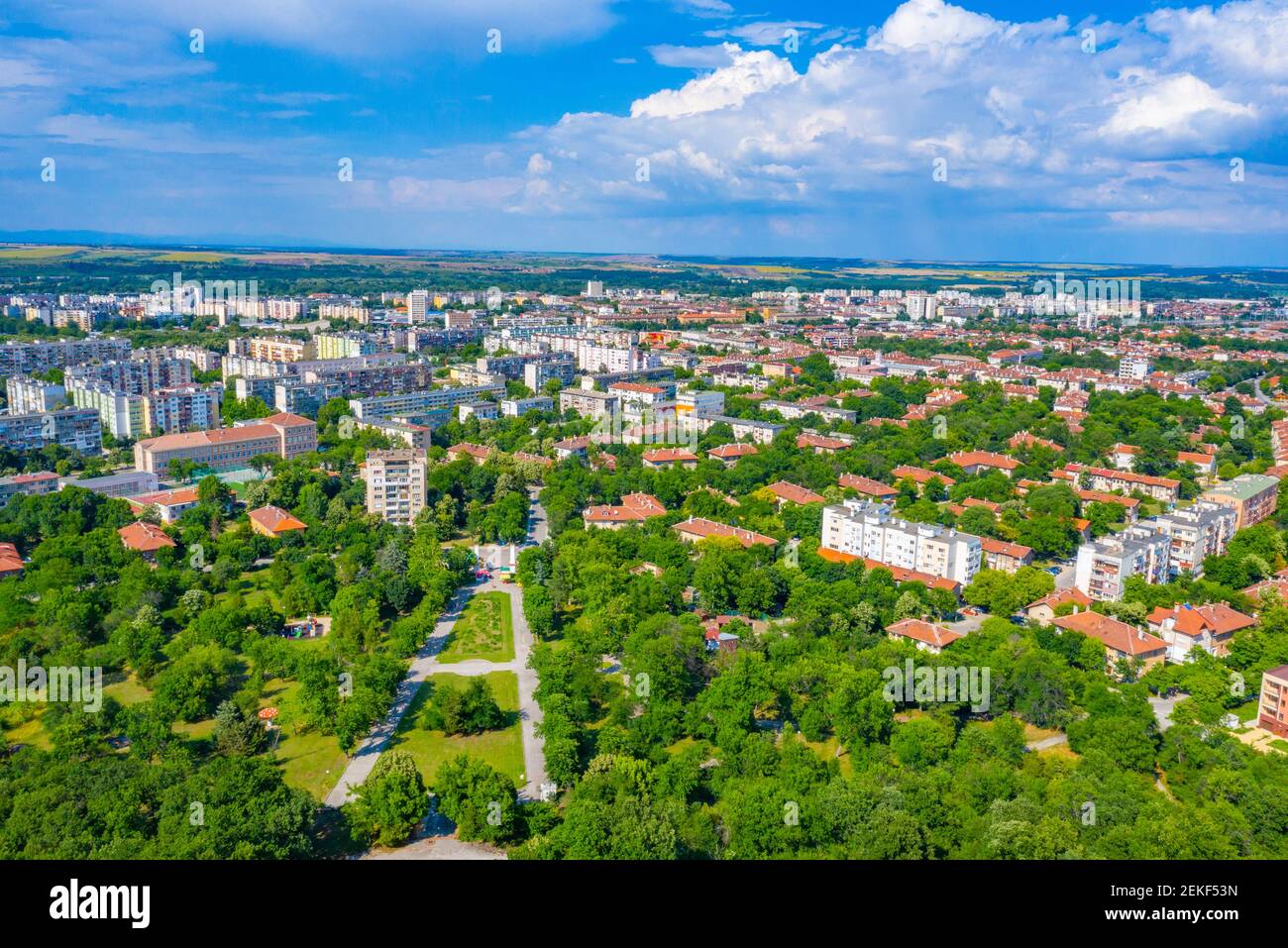 Aerial view of Bulgarian town Dimitrovgrad Stock Photo - Alamy