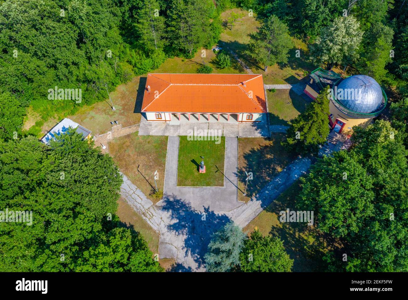 National observatory (written on the sign in cyrillic) of Bulgaria in Dimitrovgrad Stock Photo