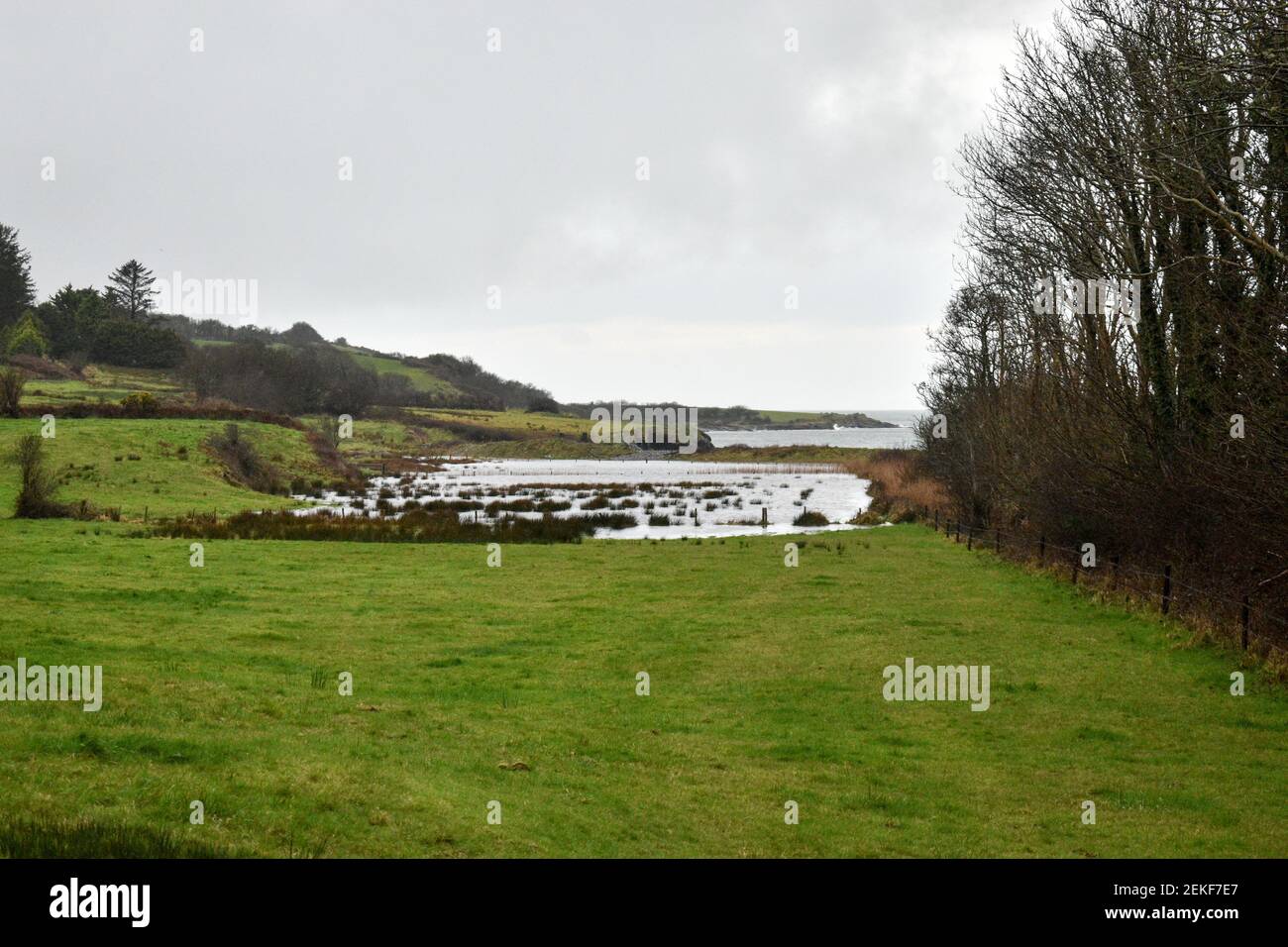 Bantry, West Cork, Ireland. 23th Feb, 2021. Intense rainfall continues during the day in West Cork and many areas get flooded. Cork region is currently under Met Éireann Orange Rain weather warning, which is in place until tomorrow. Credit: Karlis Dzjamko/Alamy Live News Stock Photo