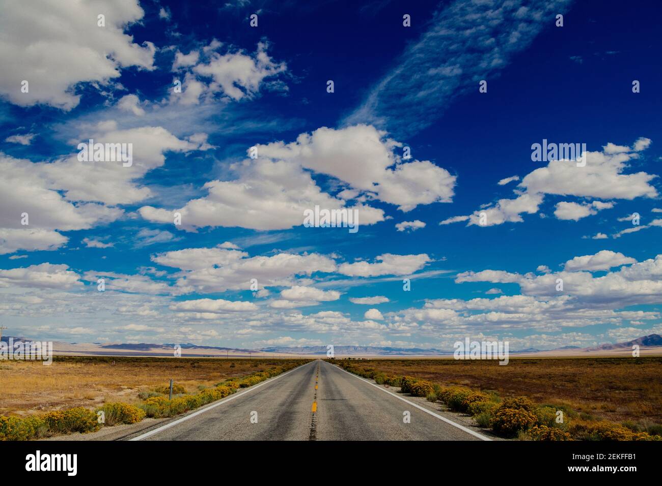 Road through desert, Great Basin National Park, Nevada, USA Stock Photo