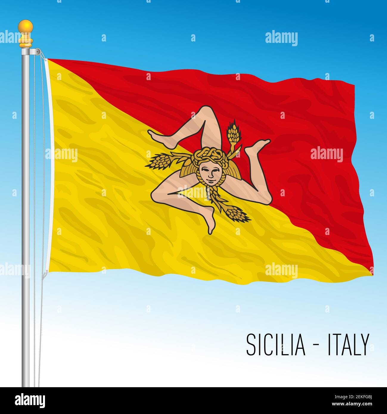 Sicily, flag of the region, Italian Republic, vector illustration Stock Vector