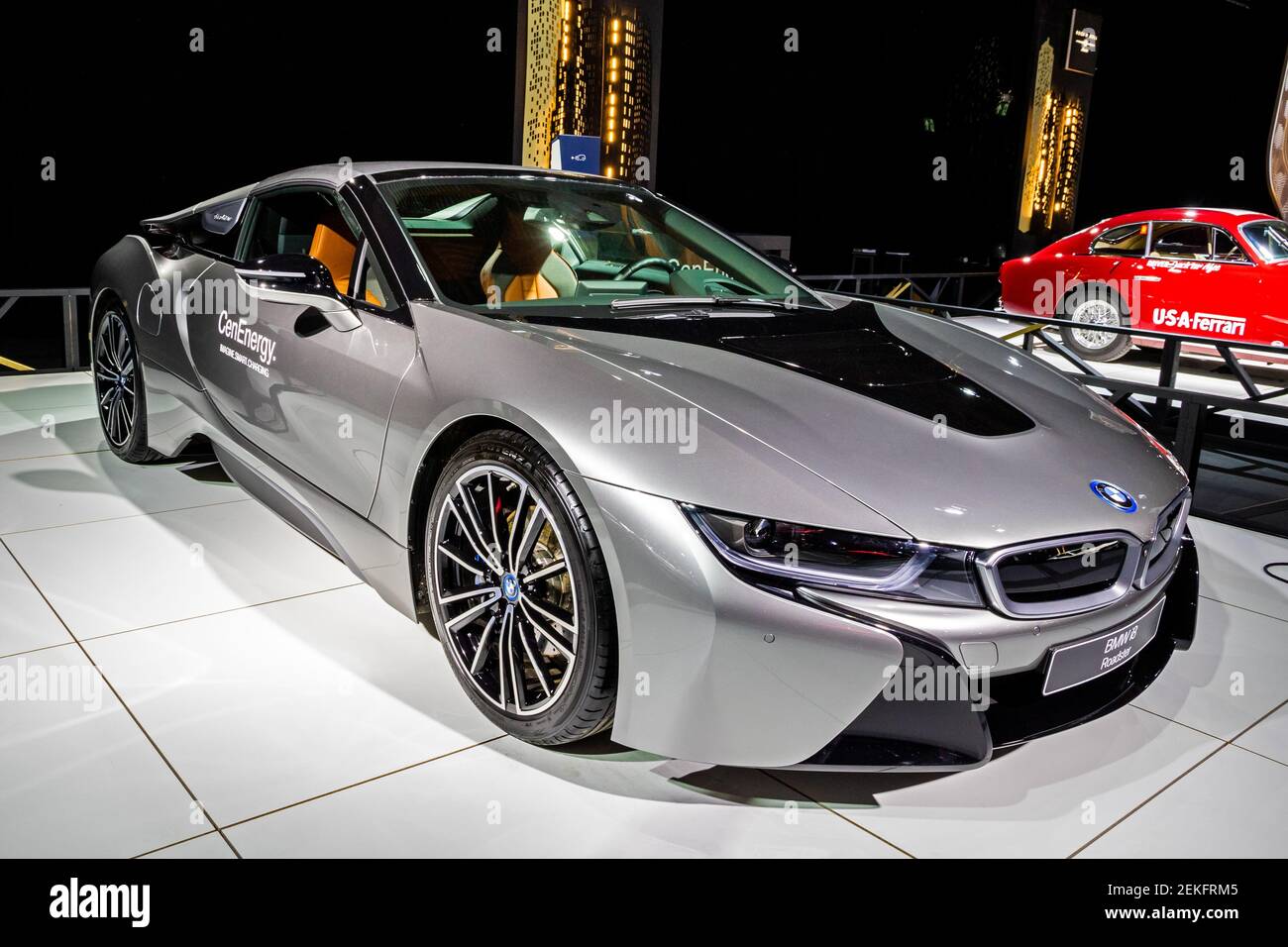 BMW i8 electric sports car model showcased at the Brussels Autosalon ...