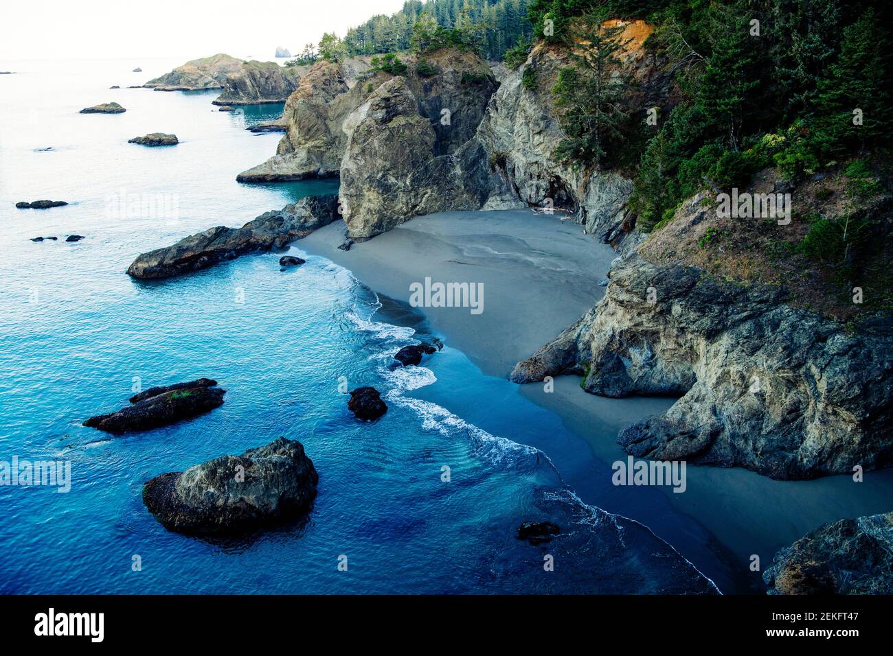 Coastline of blue sea, Samuel H. Boardman State Park, Brookings, Oregon, USA Stock Photo