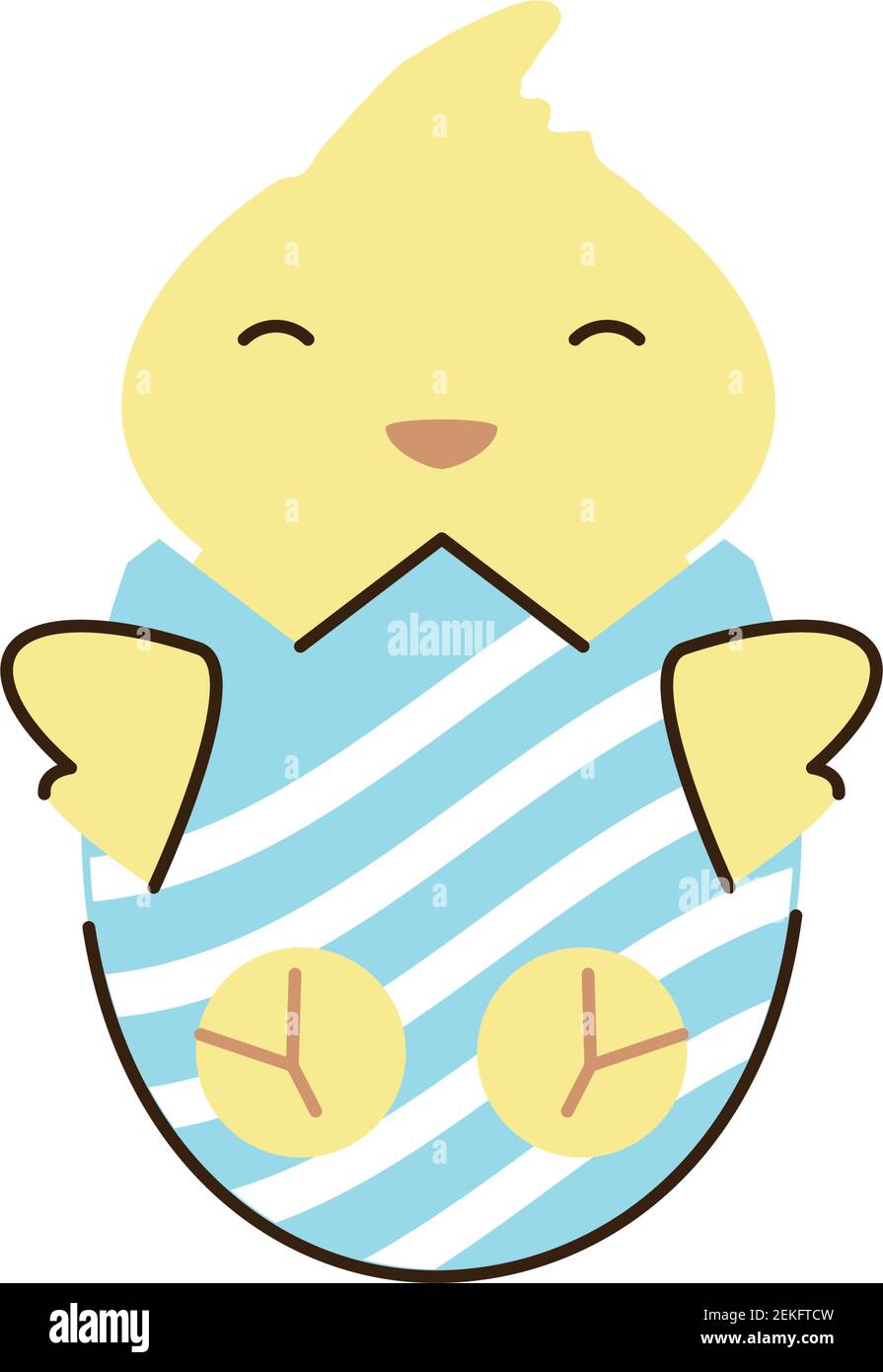 happy easter cute chicken in cracked egg vector illustration cartoon ...