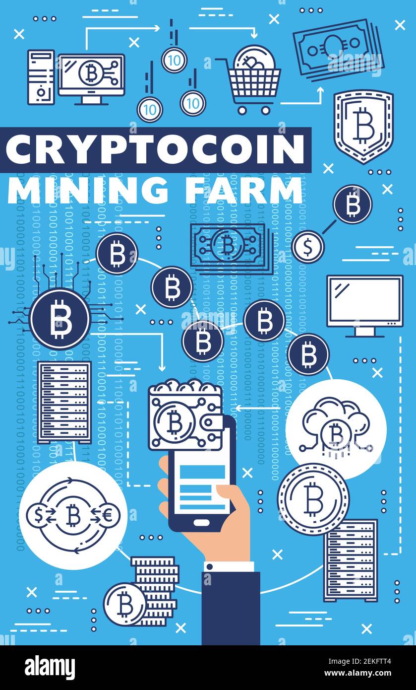 Bitcoin mining farm, cryptocurrency blockchain network technology ...