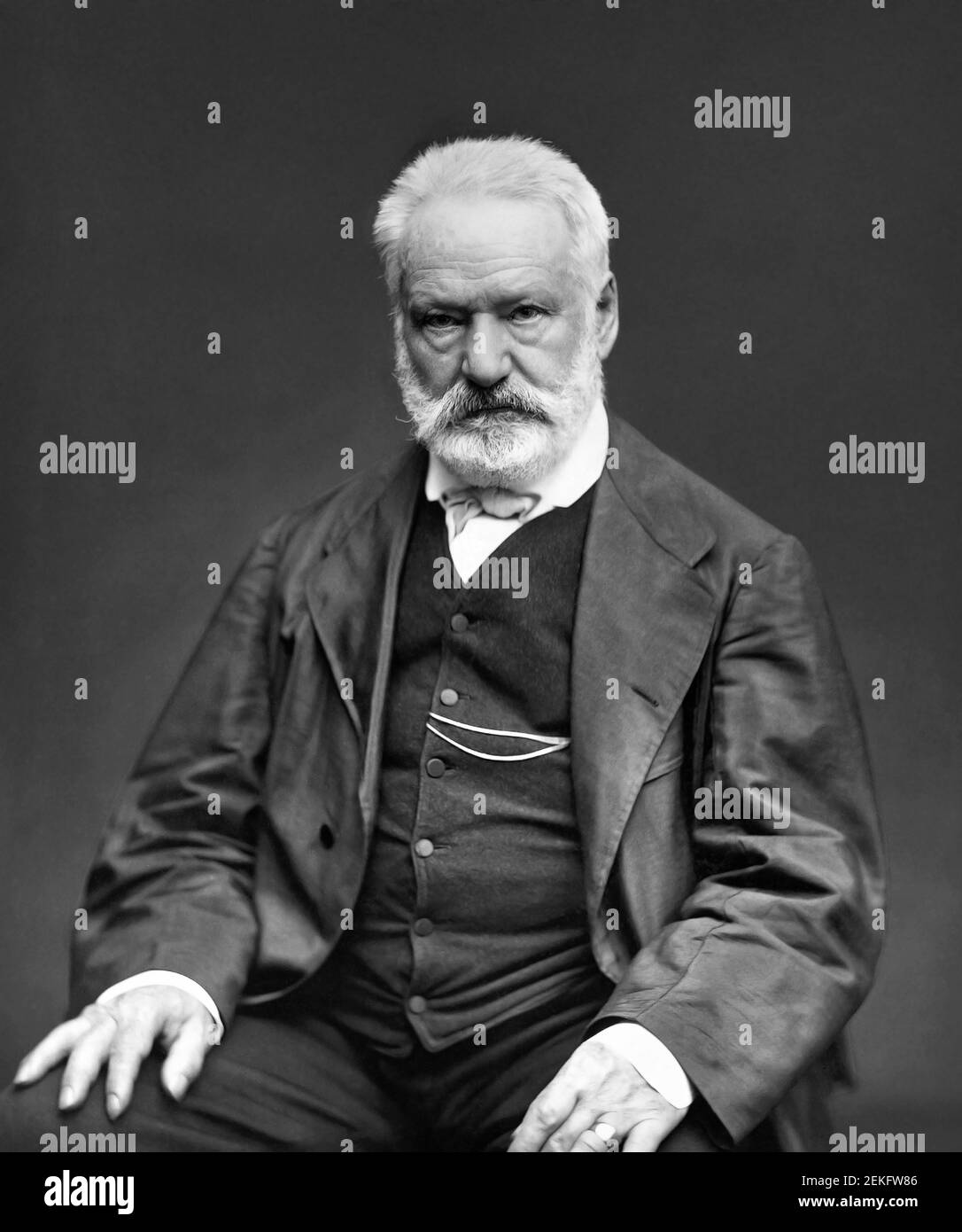 Victor Hugo. Portrait of the French poet, novelist and dramatist, Victor Marie Hugo (1802-1885). Photo by Étienne Carjat, 1876 Stock Photo