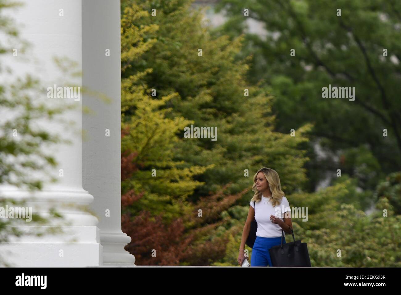 White House Press Secretary Kayleigh McEnany prepares to depart the