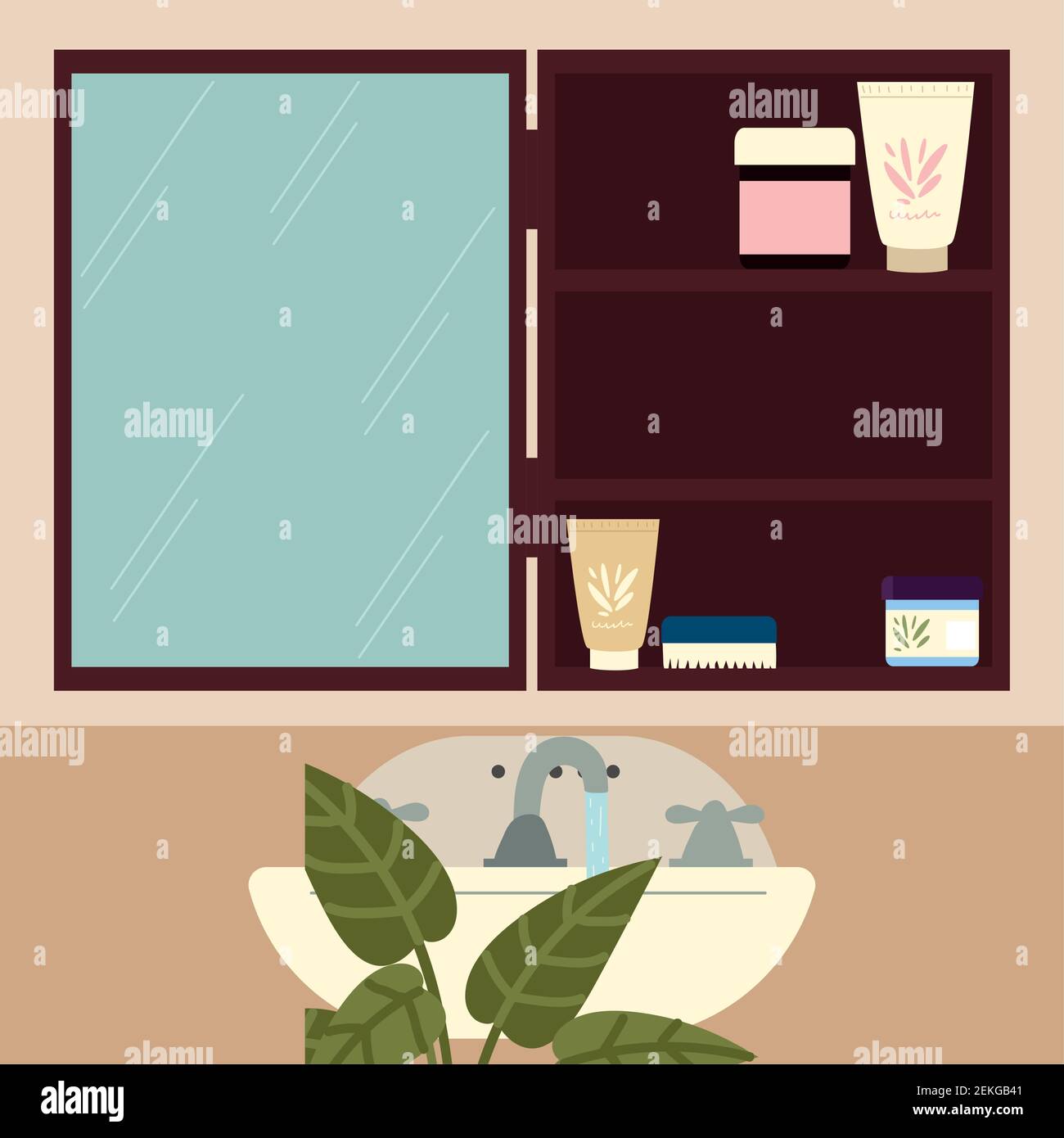 bathroom mirror skincare product cosmetics Stock Vector Image & Art - Alamy