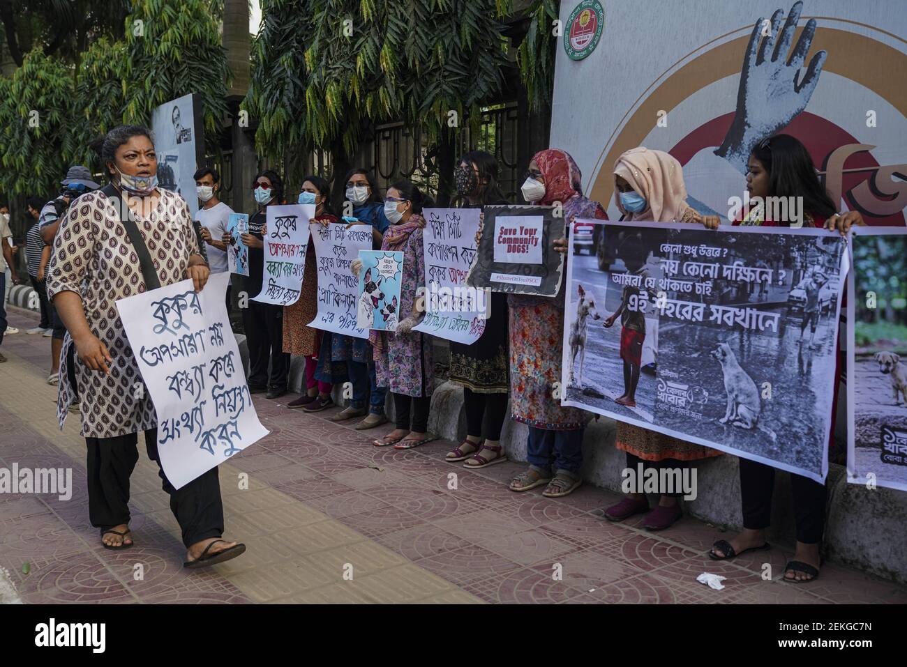 Animal rights supporters wearing face masks as a preventive measure ...