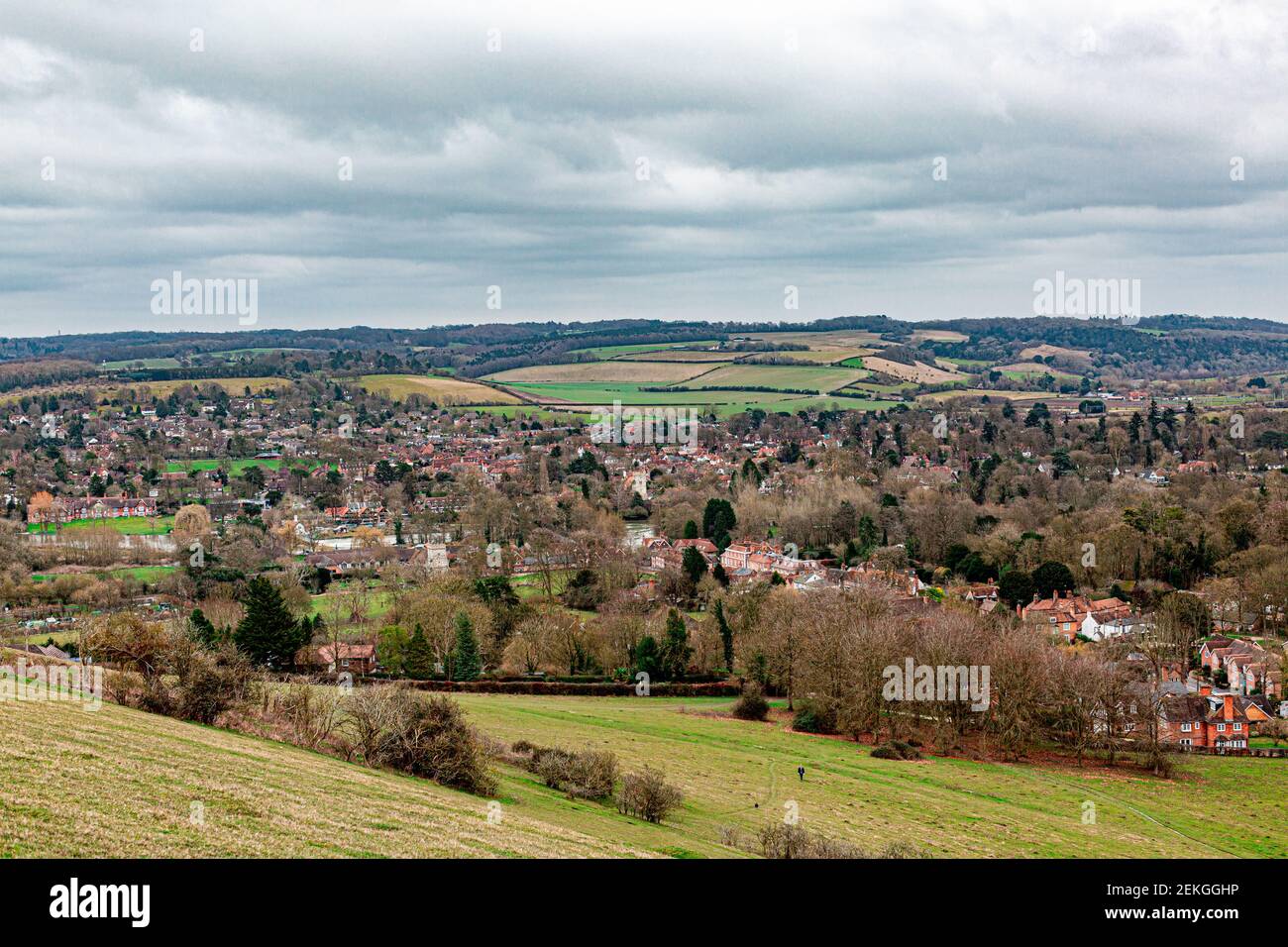 View of Streatley and Goring from Lardon Chase National Trust, Streatley, Berkshire Stock Photo